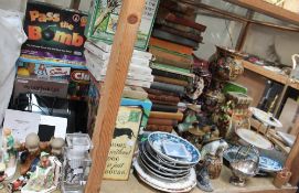 Assorted board games, digital photograph frames, books, modern oriental ceramics, bottle coasters,