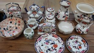 A Masons Mandalay pattern jug together with ginger jars and covers, vase, plates,