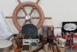 A small ships wheel, together with a banjo, Rude Star Identifier A-N Type 1,