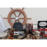 A small ships wheel, together with a banjo, Rude Star Identifier A-N Type 1,