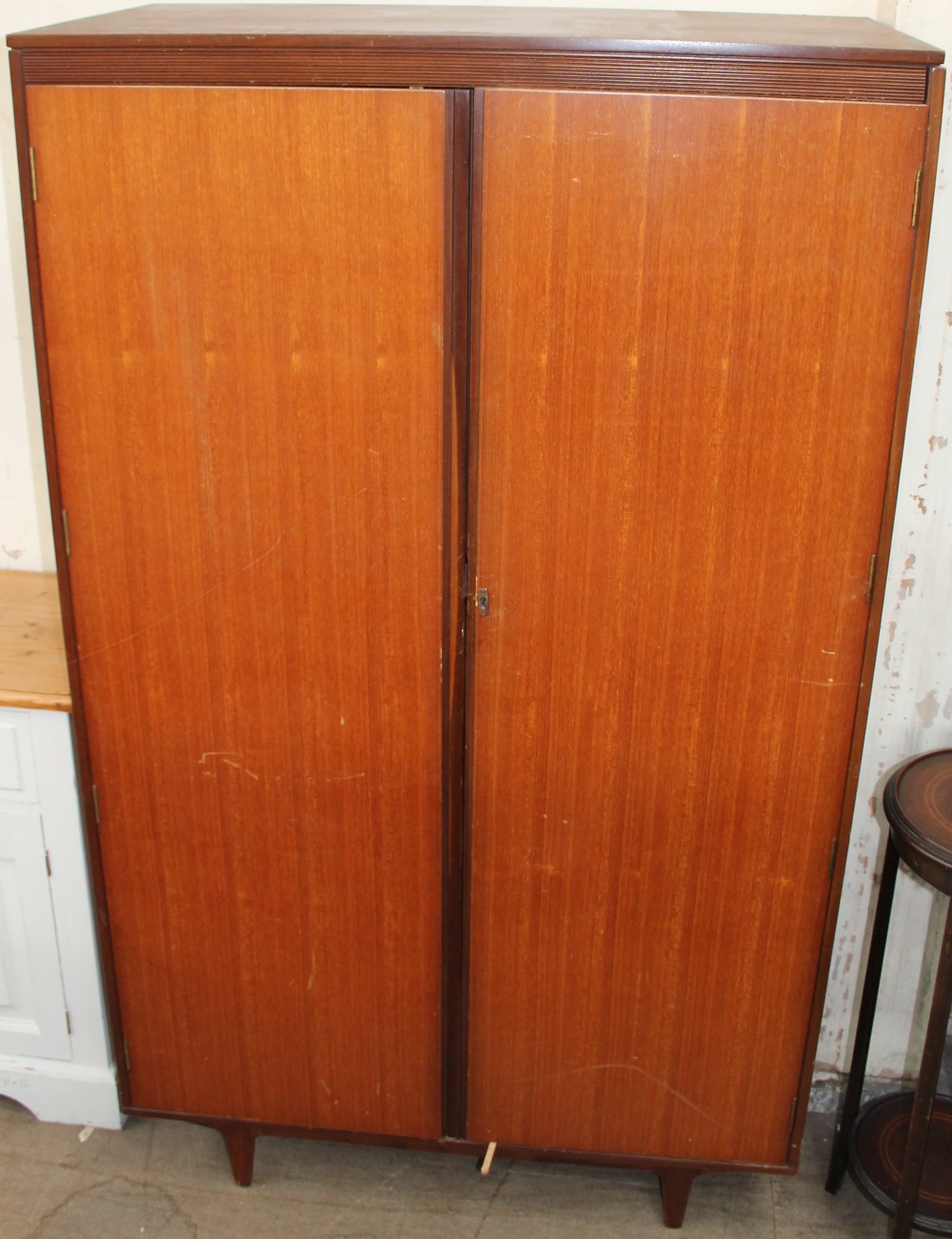 A teak wardrobe and matching dressing table together with a reproduction mahogany sofa table and an - Image 2 of 2