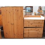 A modern pine wardrobe and dressing chest