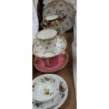 Assorted cabinet cups and saucers,