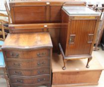 A 20th century mahogany single bed together with a matching bedside cabinet,