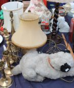 Brass candlestick table lamps,