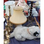 Brass candlestick table lamps,