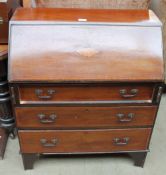 An Edwardian mahogany bureau together with a Decca record player