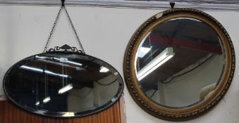 A gilt wall mirror and two other mirrors together with assorted prints