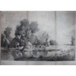 An etching by Robert Minor of a Kentish Farm