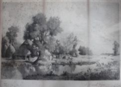 An etching by Robert Minor of a Kentish Farm