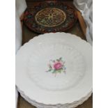 A set of six Spode's Jewel Billinsley Rose pattern plates together with a pottery plate with