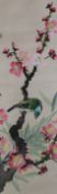 A pair of Chinese watercolours painted with birds and flowers together with decorative pictures and