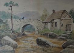 W H Moore Capel Curig Watercolour Signed Together with a collection of paintings and prints
