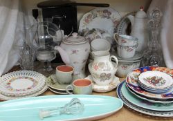 A Wedgwood Lichfield pattern part tea set, together with a Poole pottery dish,