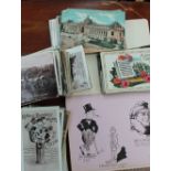 Assorted postcards and autograph albums