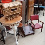 A cast iron pub table together with a Childs chair,