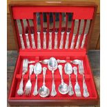A cased electroplated Kings pattern part flatware service