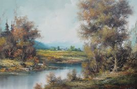 G de Paola A landscape scene Oil on canvas