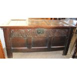 An 18th century oak coffer,