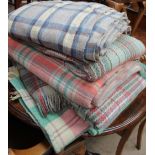 A collection of Welsh blankets and other blankets