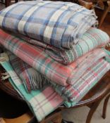 A collection of Welsh blankets and other blankets