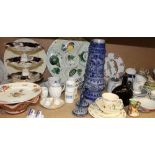 A Foley china part tea set together with a Coalport coffee cans, Stoneware vases,