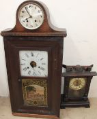 An American wall clock together with two mantle clocks