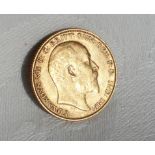 An Edward VII gold half sovereign,