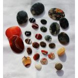 Assorted loose hardstone panels including moss agate, bloodstones,