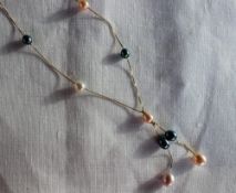 An 18ct yellow gold and white, pink and grey pearl necklace,