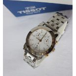 A Gentleman's Tissot Seastar chronograph wristwatch, the white dial with batons,