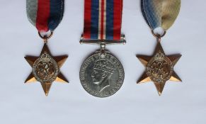 Three World War II medals including The British War Medal,