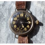 An early 20th century white metal Gentleman's wristwatch,