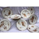 A Wedgwood porcelain dessert set, decorated with gilt sea shells and seaweed,