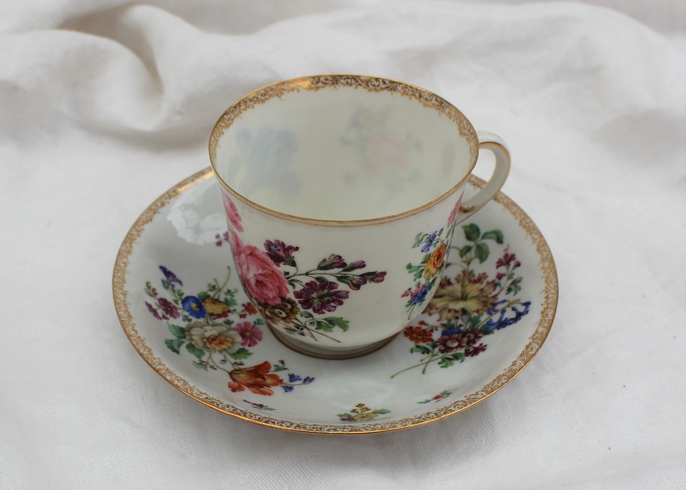 A Meissen porcelain 'Fuchs' pattern teacup and saucer,