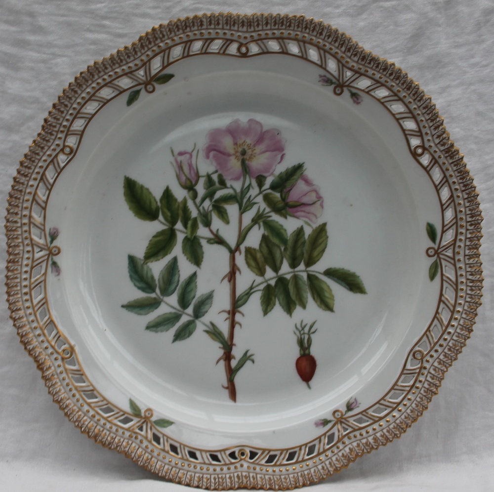 A Royal Copenhagen 'Flora Danica' plate with a pierced rim,