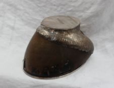 A Rowland Ward electroplated mounted horse's hoof, the circular hinged cover inscribed "Marauder",