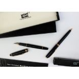 A Montblanc Meisterstuck black and gilt banded fountain pen, with a 14k 4810 nib,