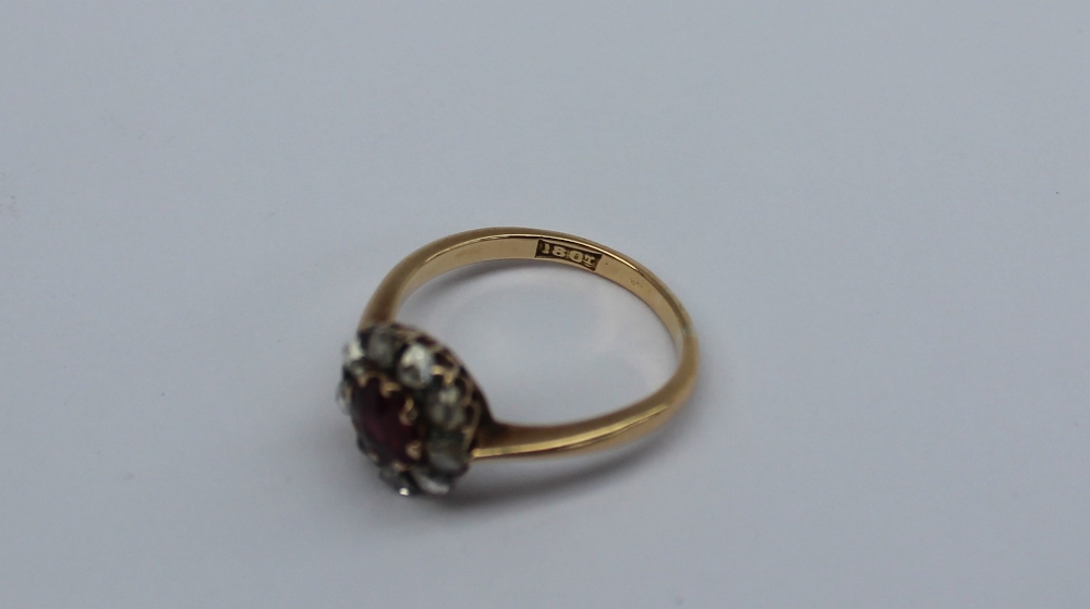 A ruby and diamond cluster ring, - Image 3 of 3