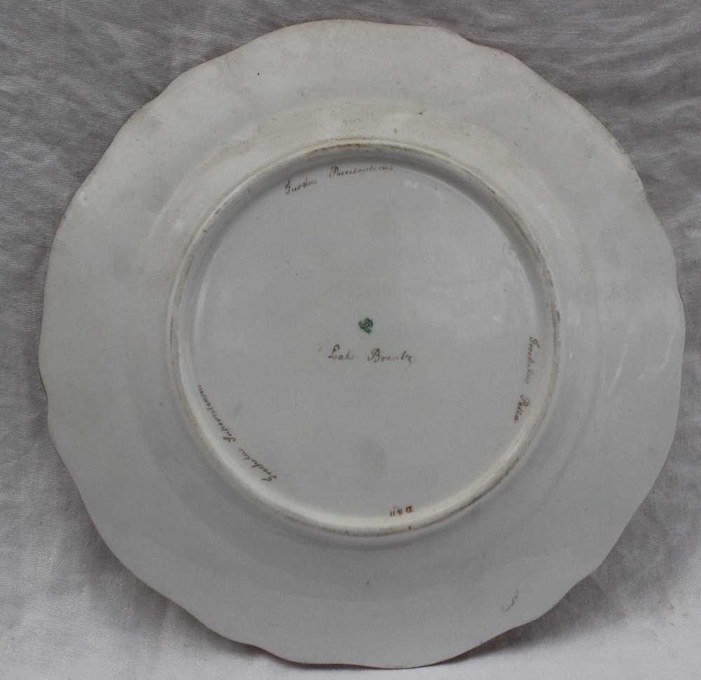 A continental porcelain plate with a scalloped edge painted to the centre with an image of Lake - Image 6 of 6