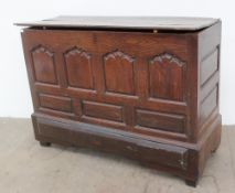 An 18th century oak mule chest,