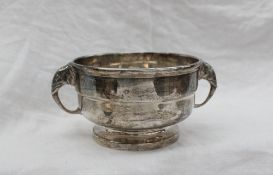 A George VI silver twin handled sugar basin, with elephant head handles and a spreading foot,