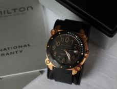 A Gentleman's Hamilton Khaki Automatic 660ft/200M wristwatch the black dial with yellow metal