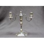 An Elizabeth II silver twin branch candelabra,