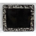 A Japanese papier mache, lacquer and mother of pearl inlaid picture frame,