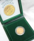 A 1980 proof gold sovereign,