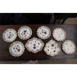 A Royal Crown Derby part dessert set, 3714 pattern, comprising six flared circular plates,
