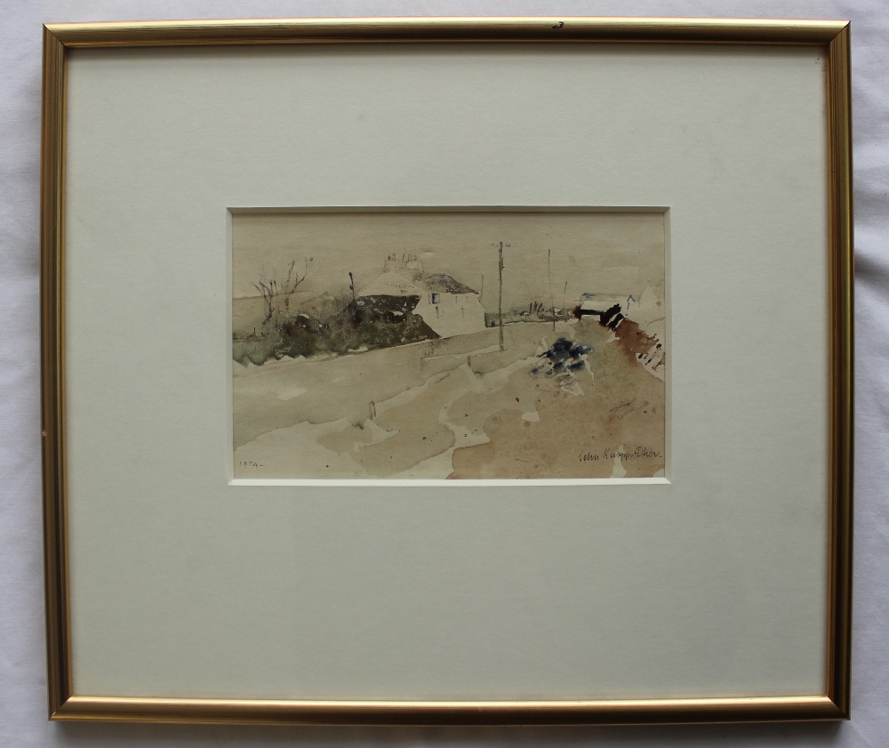 John Knapp Fisher The Square and Compass Inn Watercolour Signed and dated 1974 Labels verso 11. - Image 3 of 6