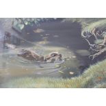 Pollyanna Pickering An otter swimming towards the bank Acrylics \Signed and dated '92 50.