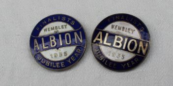 Two 1935 FA Cup Final West Bromwich Albion Enamel Badges: Blue and White enamel having Finalists